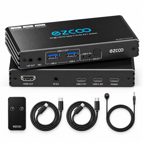 Ezcoo usb kvm switch - usb-c, 2