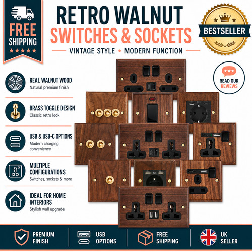 Retro walnut wall light - wall,